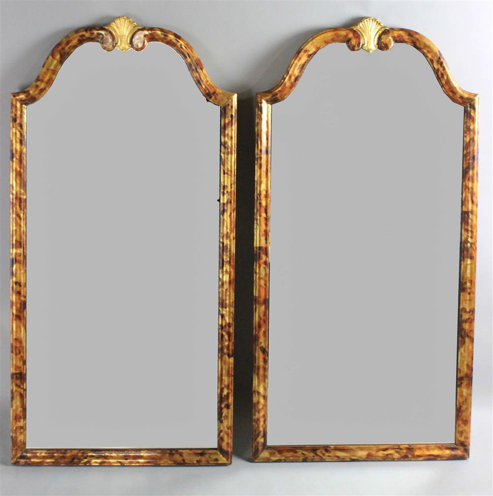 Appraisal: PAIR OF DAVIS CABINET CO FAUX TORTOISESHELL ARCHED WALL MIRRORS