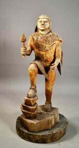 Appraisal: CARVED WOODEN NATIVE AMERICAN INDIANLarge wooden native American Indian carved