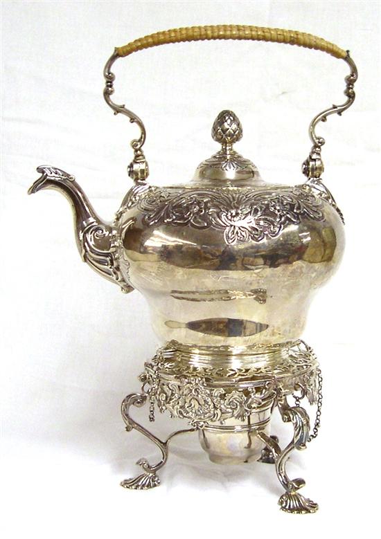 Appraisal: Mid th C sterling kettle on stand hallmarked London maker