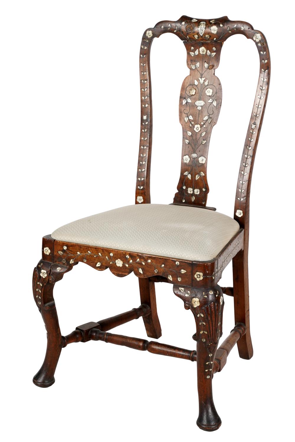 Appraisal: ITALIAN ROCOCO BONE-INLAID SIDE CHAIRsecond half th early th century