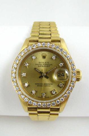 Appraisal: Lady's K yellow gold Rolex President wristwatch diamond dial diamond