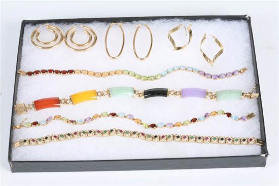 Appraisal: SEVEN PIECES OF LADIES JEWELRY Four bracelets with various colored