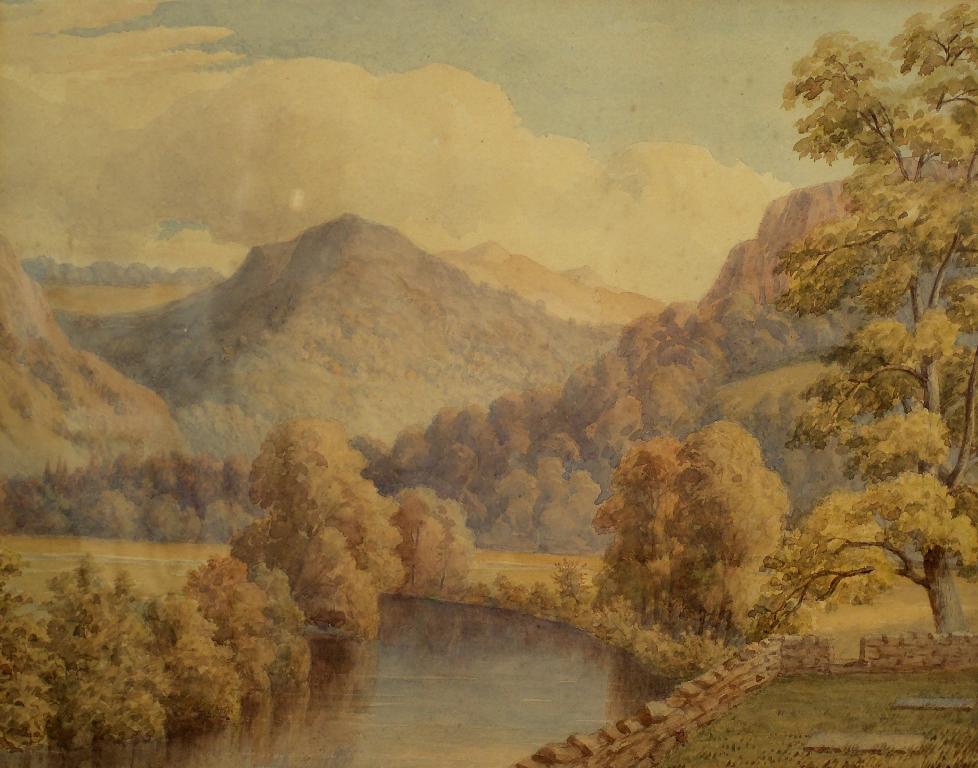 Appraisal: ENGLISH SCHOOL th CENTURY LAKELAND LANDSCAPES A PAIR OF WATERCOLOURS