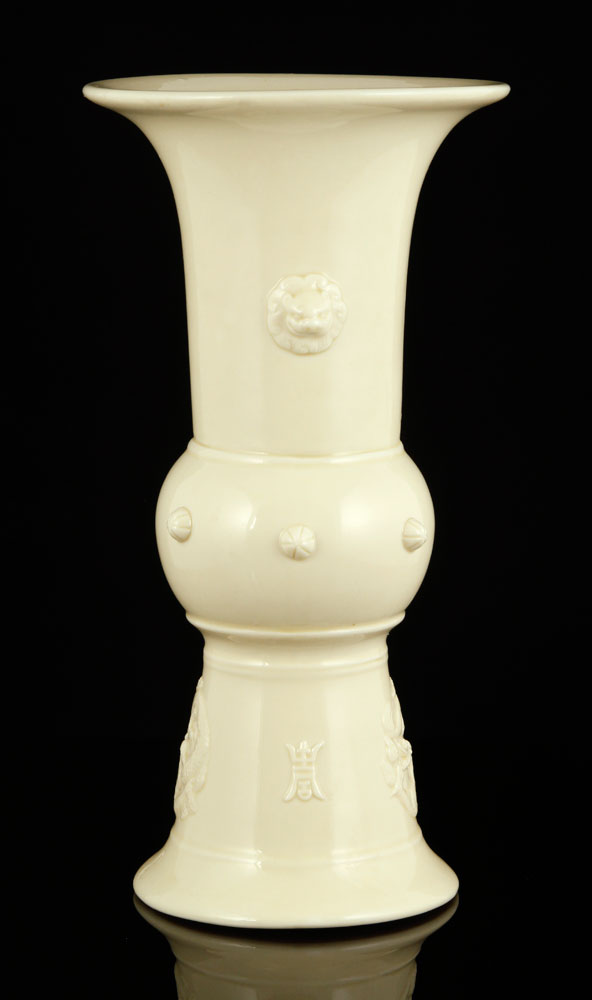 Appraisal: - Chinese Blanc de Chine Gu Vase Chinese Gu vase