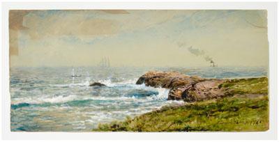 Appraisal: Edmund Darch Lewis watercolor Pennsylvania - promontory Rhode Island distant