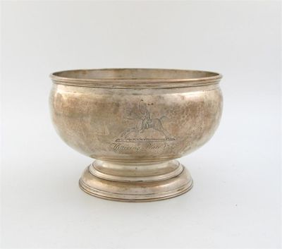 Appraisal: Racing interest a metalware rosebowl a reproduction of a George