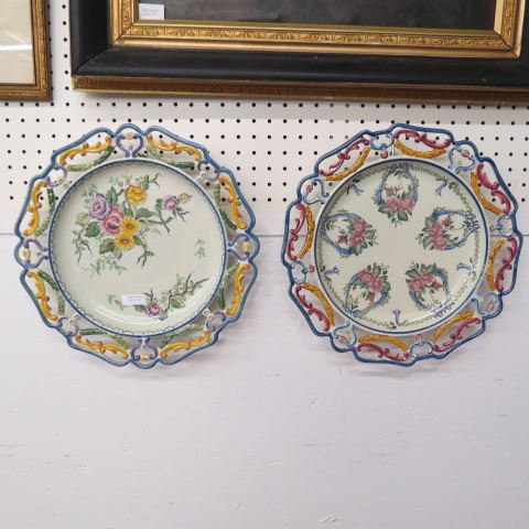 Appraisal: Pair of Portuguese Pottery Chargers hand painted florals diameter