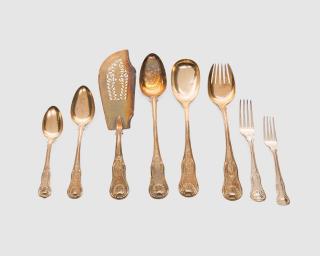 Appraisal: An Assembled Set of Georgian Gilt Silver Flatware An Assembled