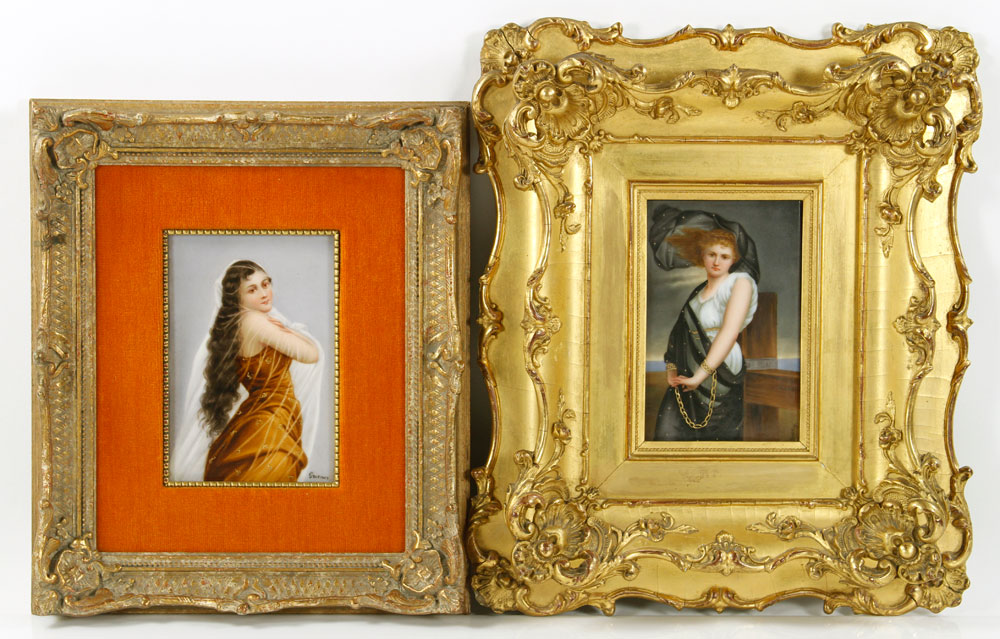 Appraisal: - Two German Framed Porcelain Plaques Lot of two German