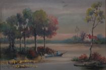 Appraisal: Eugene La Foret Continental American th Century Gone Fishing Oil