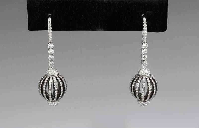 Appraisal: K DIAMOND BALL DROP EARRINGS K white gold earrings contain