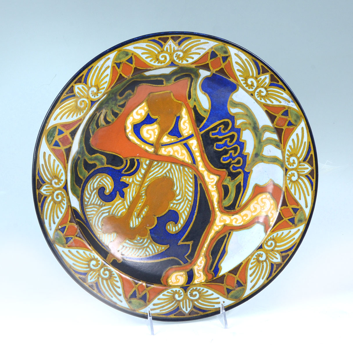 Appraisal: BREETVELT GOUDA CHARGER Semi-matte glazed polychrome enameled abstract charger having