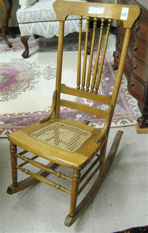 Appraisal: TWO AMERICAN ANTIQUE ROCKING CHAIRS adult size armless sewing rocker