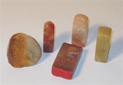 Appraisal: Four Chinese soapstone seals th century and later