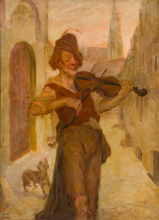 Appraisal: Sale Lot Oskar Gross Austrian - Fiddler with Dog oil