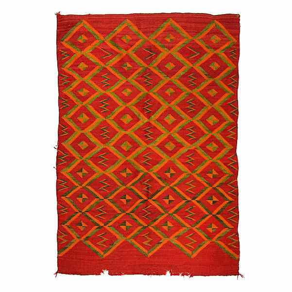 Appraisal: Navajo Transitional Weaving finely woven using colors of green orange