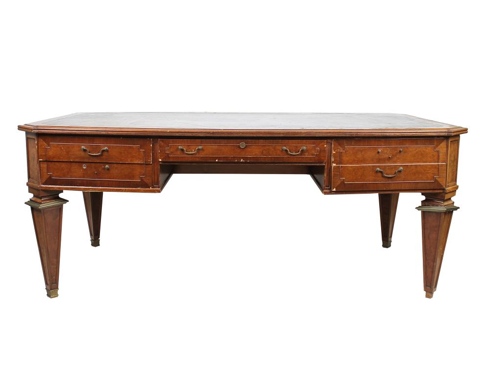 Appraisal: ITALIAN NEOCLASSICAL STYLE WALNUT VENEER DESKthe top with molded edges