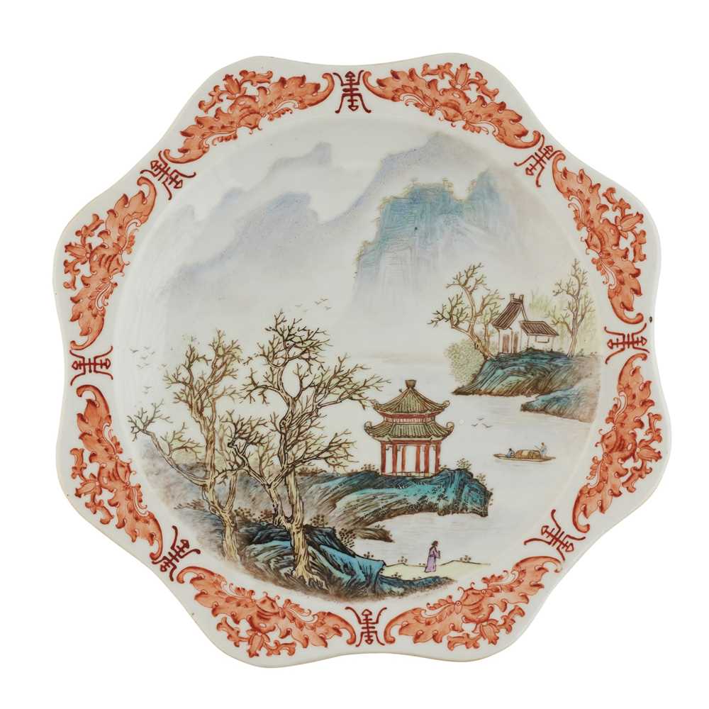 Appraisal: TWO FAMILLE ROSE 'LANDSCAPE' PLATES GUANGXU MARK comprising a plate