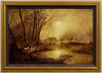 Appraisal: Anton Mauve landscape moonlit landscape shepherd with lantern and sheep