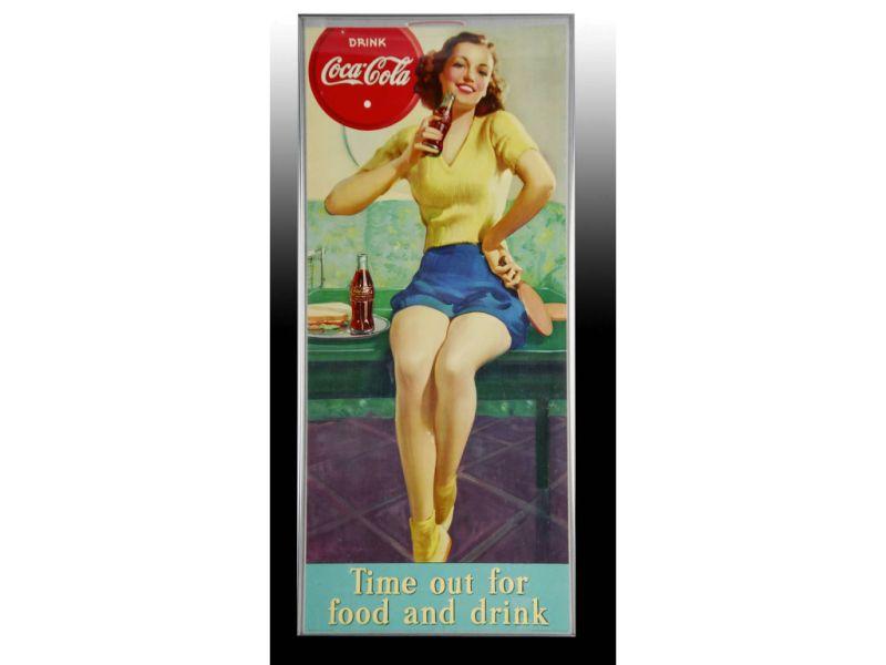 Appraisal: Coca-Cola Cardboard Poster Description - '' x '' Framed under