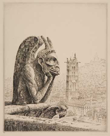 Appraisal: JOHN TAYLOR ARMS Le Penseur de Notre Dame Etching x