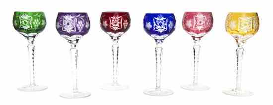 Appraisal: A Set of Six Bohemian Cut to Clear Goblets each