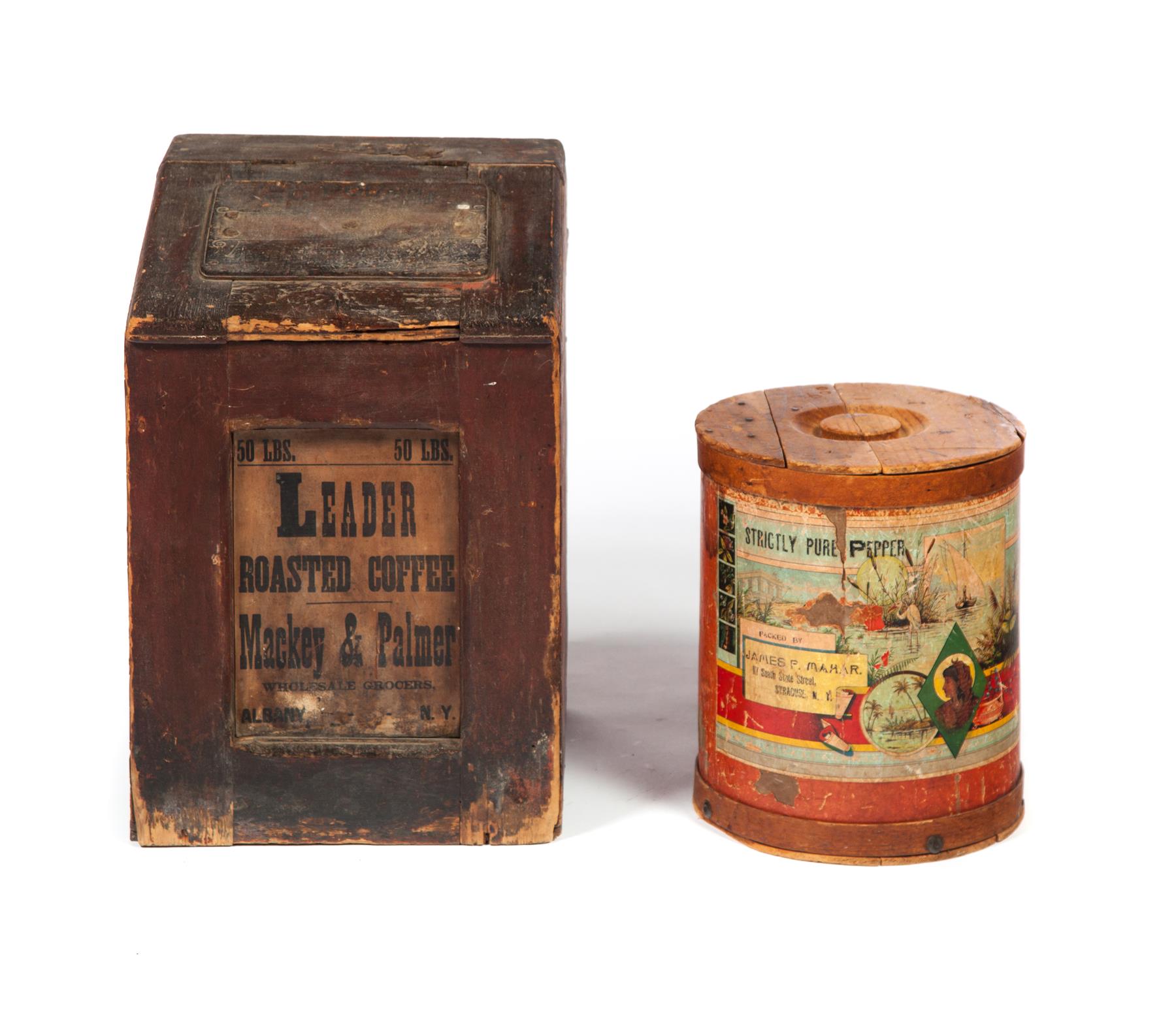 Appraisal: TWO GENERAL STORE KEEPERS INCLUDING A PAINTED COFFEE BIN AND