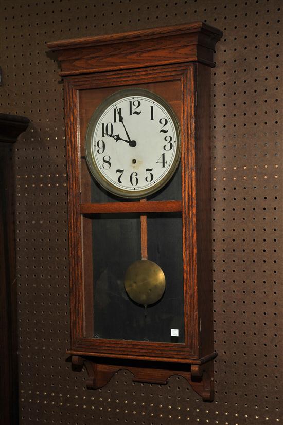 Appraisal: SESSIONS WALL CLOCK Brass works and paper over tin dial