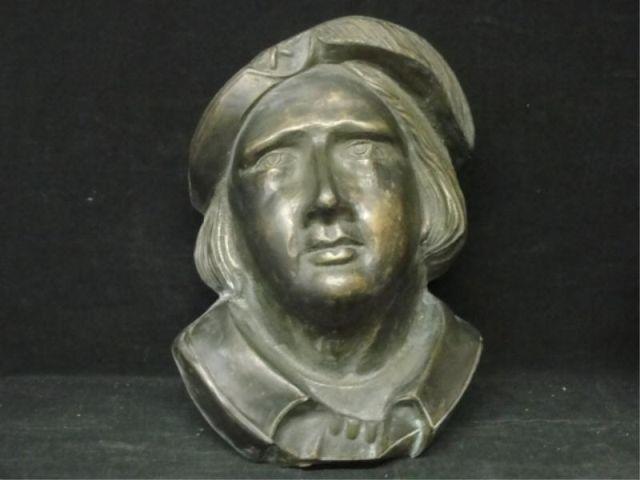 Appraisal: Bronze Bust Relief of a Medieval Character From a prominent