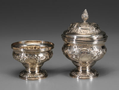 Appraisal: Two George II Silver Sugar Bowls London mid th century