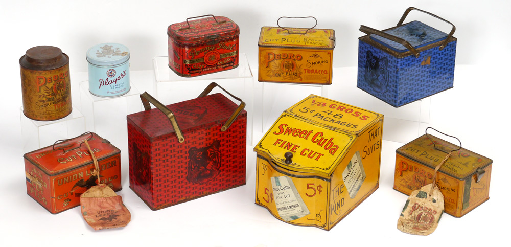 Appraisal: COLLECTION OF TOBACCO ADVERTISING TINS pieces total with tin lithography