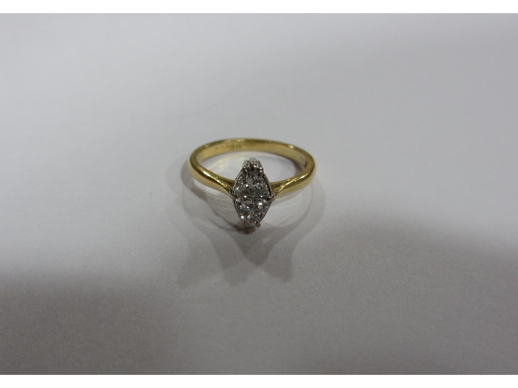 Appraisal: Eighteen carat gold diamond two stone ring with two closely