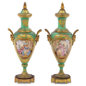 Appraisal: A Pair of S vres Style Gilt Metal Mounted Porcelain