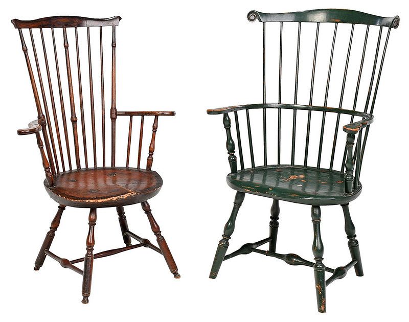 Appraisal: Two Early American Windsor Arm Chairs th th century green