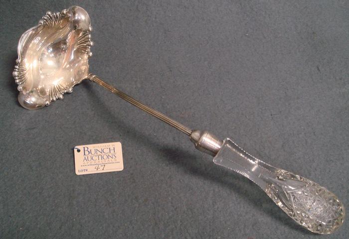 Appraisal: American brillant cut glass plated silver punch bowl Ladle signed