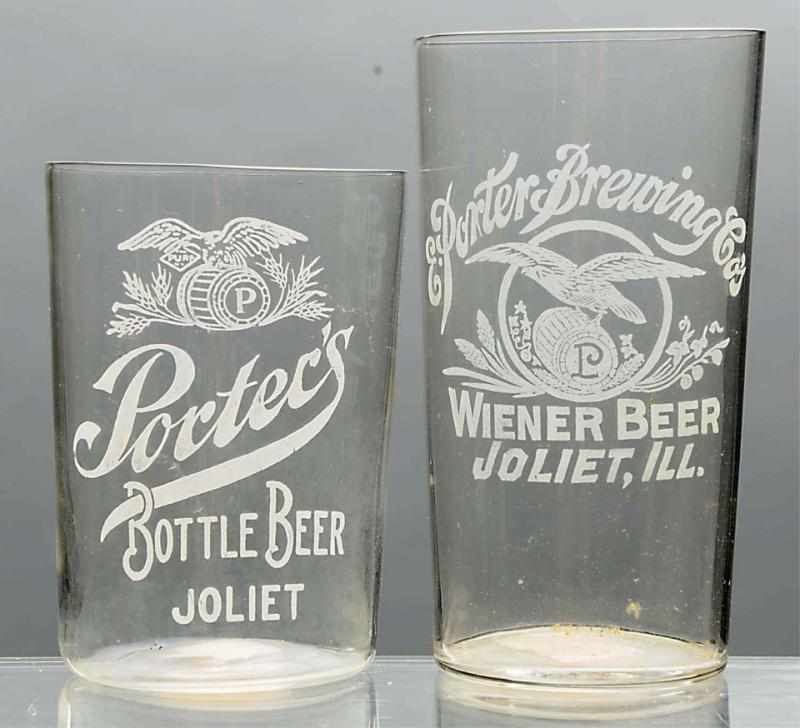 Appraisal: Lot of E Porter Acid-Etched Beer Glasses Includes one for