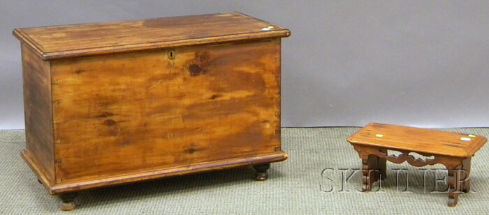 Appraisal: Pine Dovetail-constructed Blanket Chest with Turned Feet and a Cricket