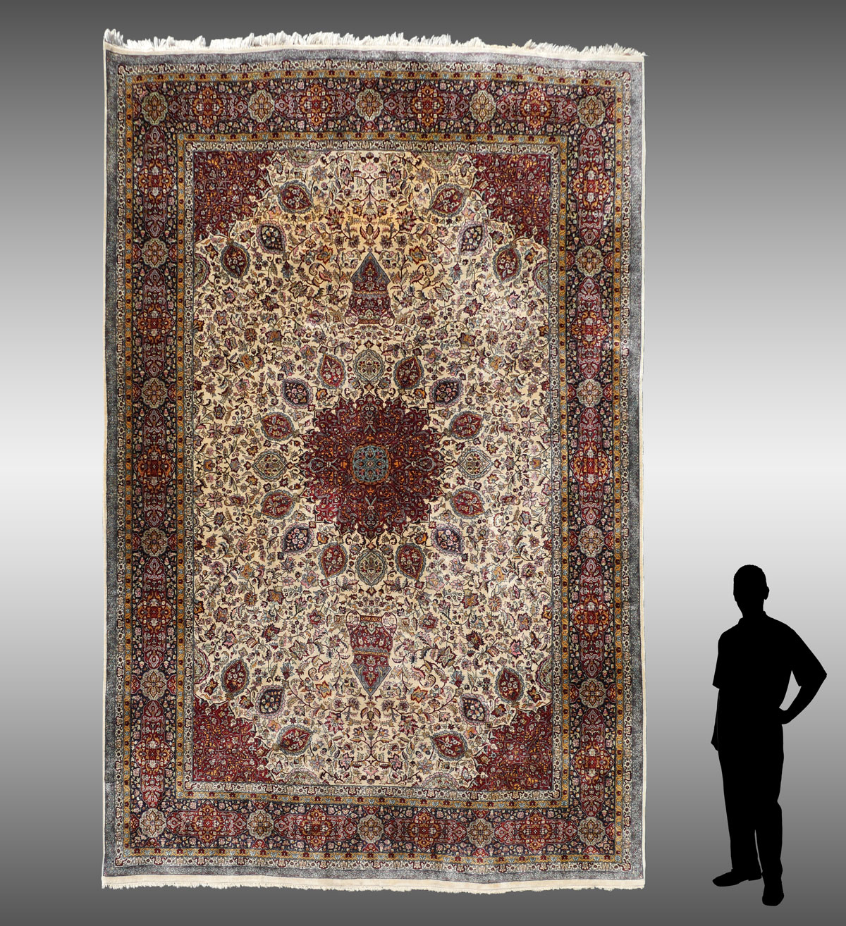 Appraisal: PERSIAN TABRIZ HAND KNOTTED WOOL RUG ' X ' '