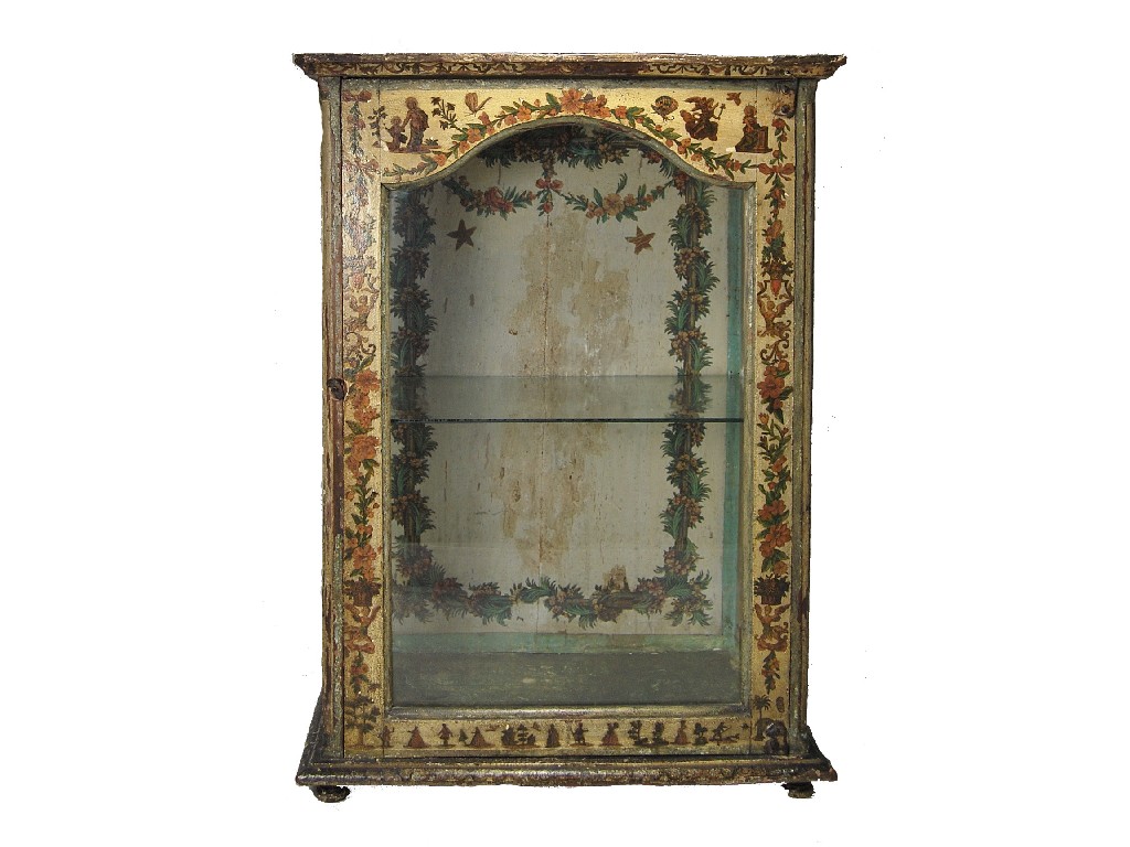 Appraisal: A th century polychrome and paper decorated table top display