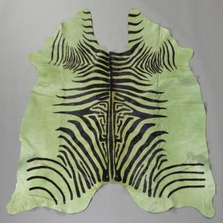 Appraisal: Green Printed Cowhide Faux Zebra Rug st c ' x