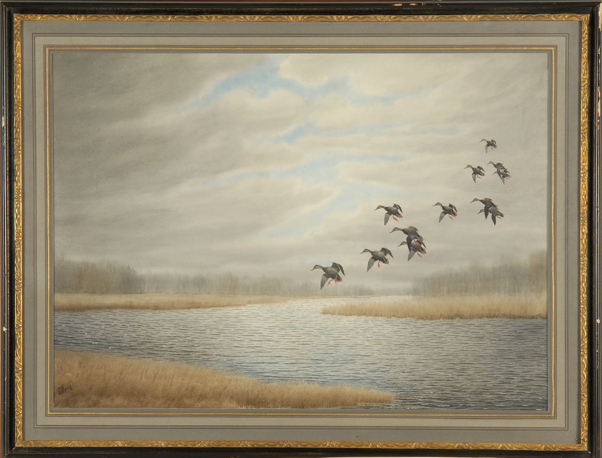 Appraisal: JOSEPH DAY KNAPAmerican - Black ducks over a marsh Signed