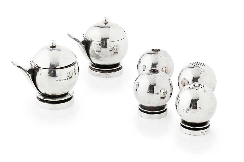 Appraisal: GEORG JENSEN - A pair of three piece condiment sets