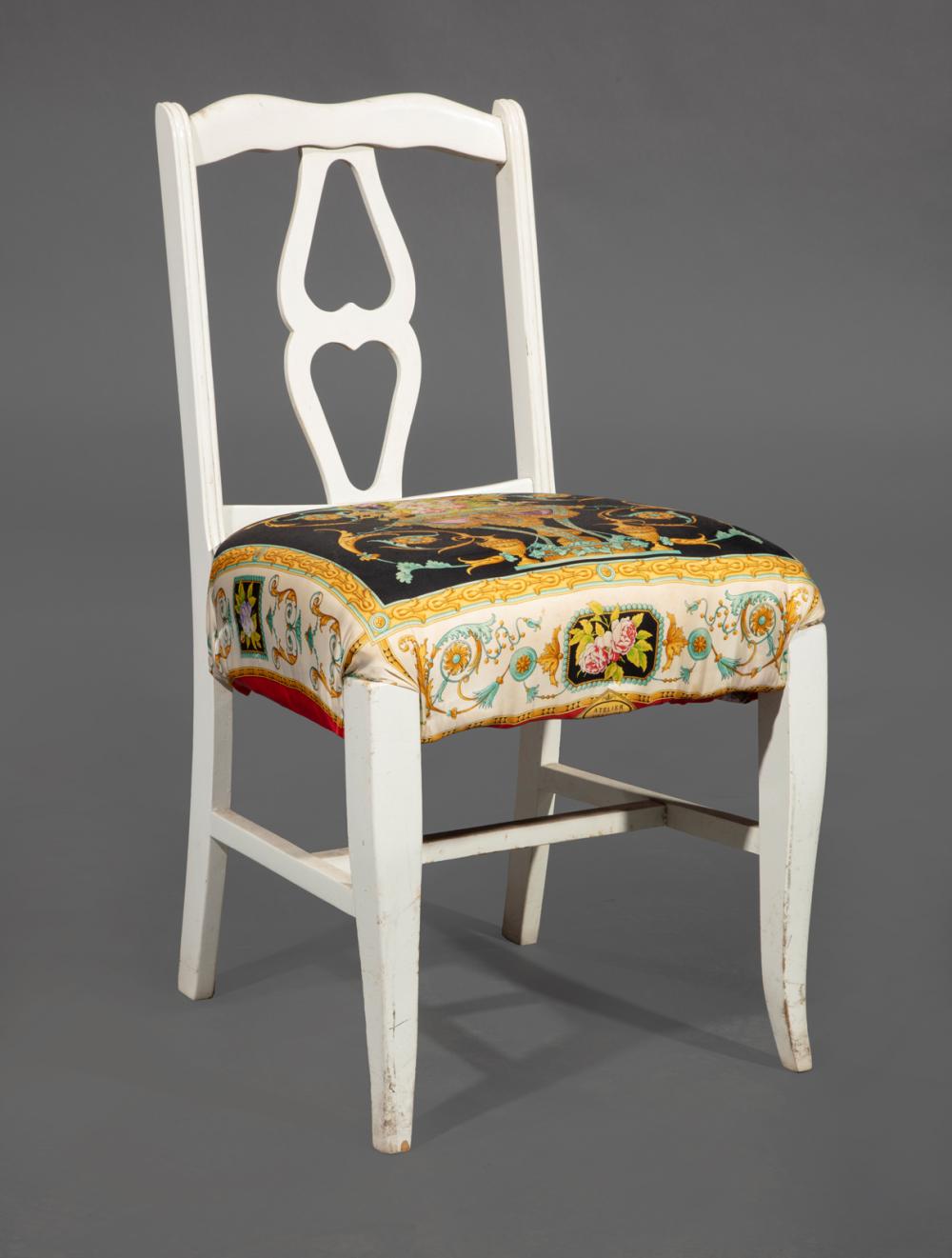 Appraisal: Contemporary Painted Side Chair shaped crest rail pierced splat seat