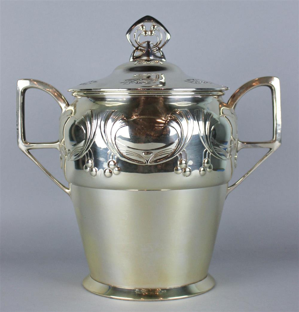 Appraisal: AUSTRIAN JUGENSTIL SILVER-METAL PUNCHBOWL AND COVER the finial formed as