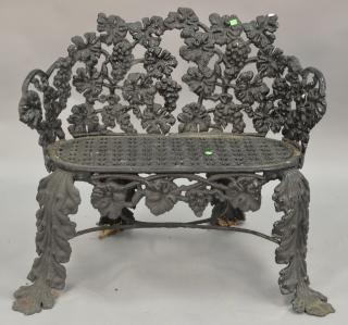 Appraisal: Victorian iron bench with grape motif attributed to Fisk arm