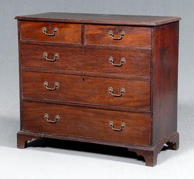 Appraisal: Georgian inlaid five-drawer chest mahogany with figured mahogany veneers banded