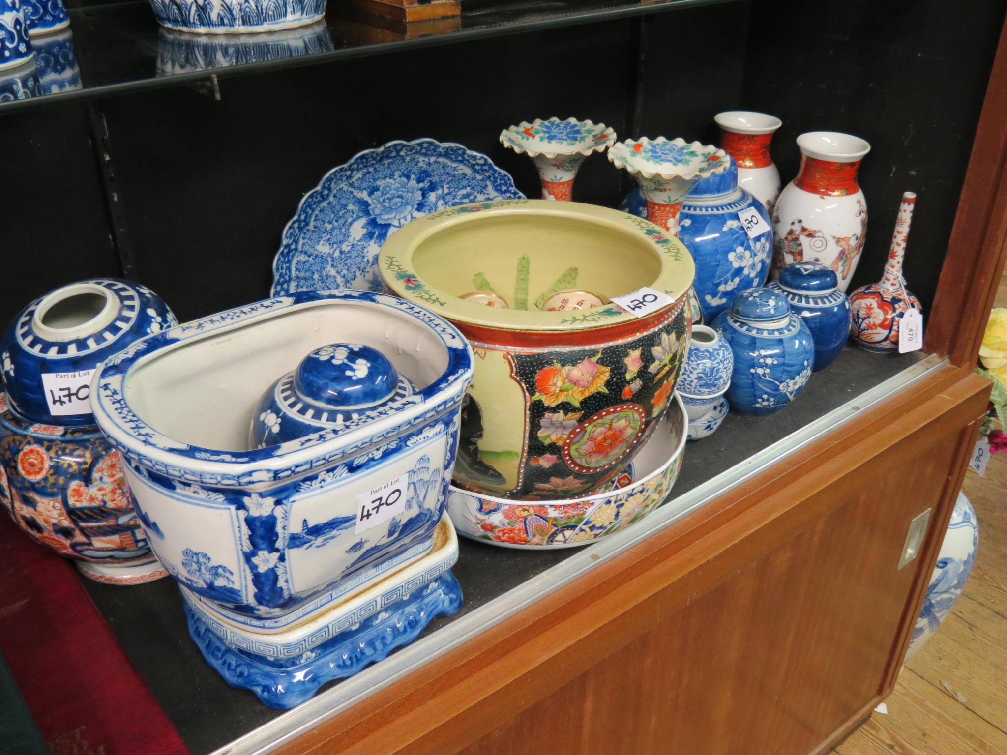 Appraisal: Oriental porcelain including pair of enamelled vases in an Imari