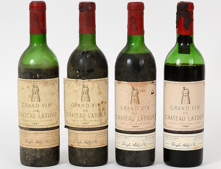 Appraisal: FOUR FRENCH CHATEAU LATOUR RED WINE BOTTLESConsisting of Two Bottles