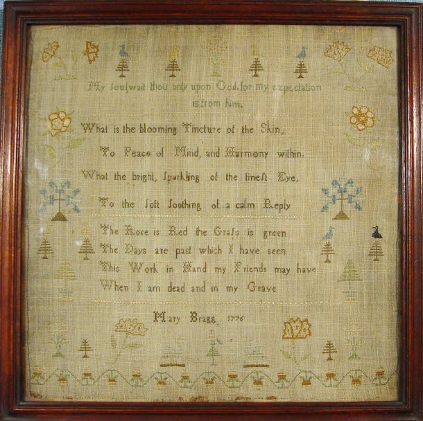 Appraisal: th Century sampler - 'Mary Bragg ' with script and