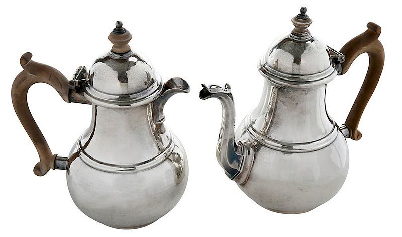 Appraisal: English Silver Coffee Pot and Pitcher London pear form with